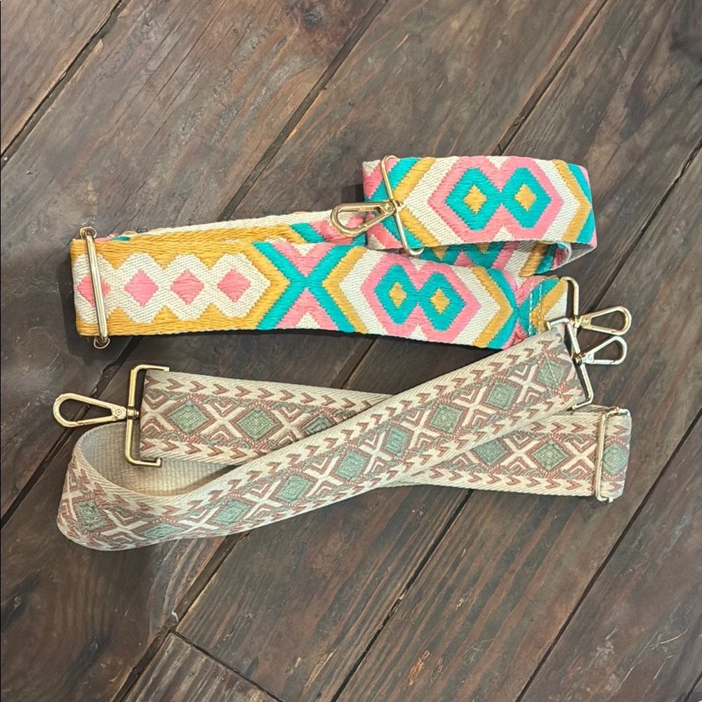 Boho Embroidered Adjustable Bag Straps - Colorful & Neutral